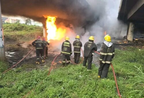 Two casualties as tanker catches fire under Otedola Bridge in Lagos