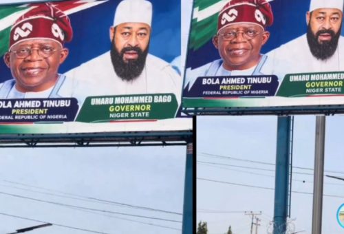 Electric fence around Tinubu, Bago billboard sparks reactions
