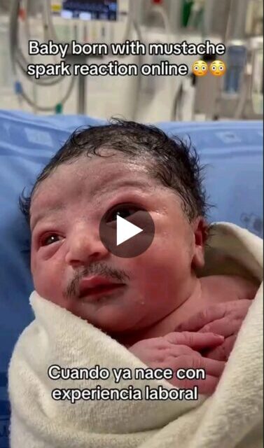 “Senior Man Baby”- Reactions As Baby Born With Full Blown Moustache Goes Viral