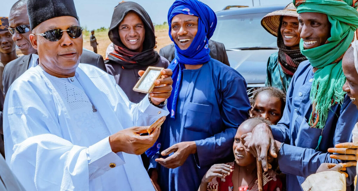 Shettima banters with Fulani friends over refusal to enrol children in school